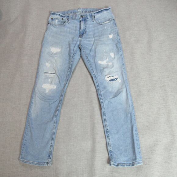 Old Navy Jeans Mens 32X30 Blue Skinny Built In Flex Distressed Y2K Punk Grunge - Picture 1 of 12